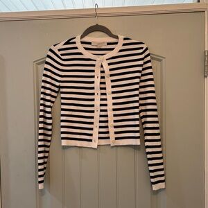 LOFT Navy and White Striped Sweater